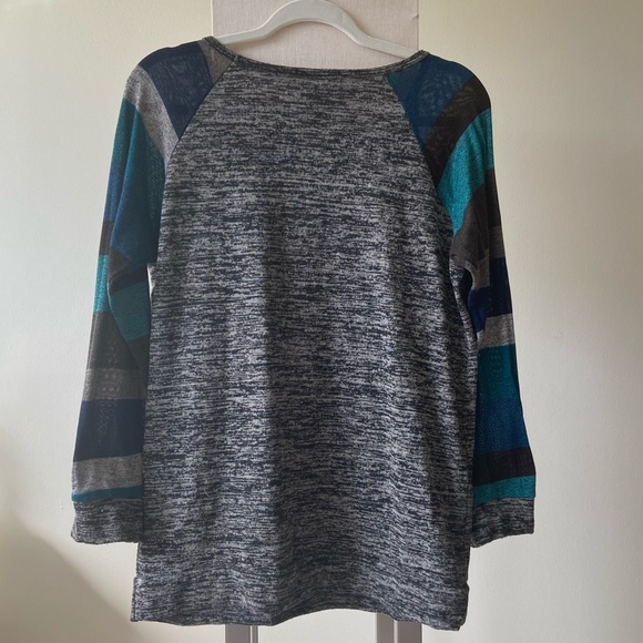 Light Weight Black & Grey Sweater with Multicolor Sleeves - Picture 2 of 3